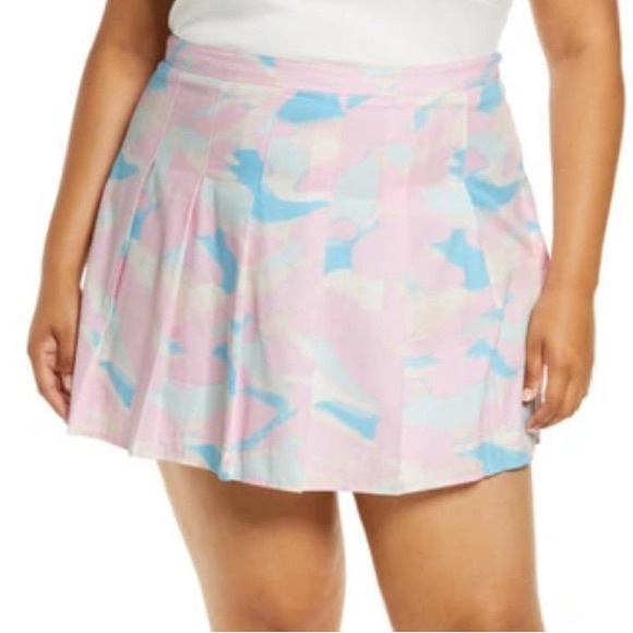 BP Pink Blue Pastel Camo Plated Tennis Skirt - Picture 1 of 8